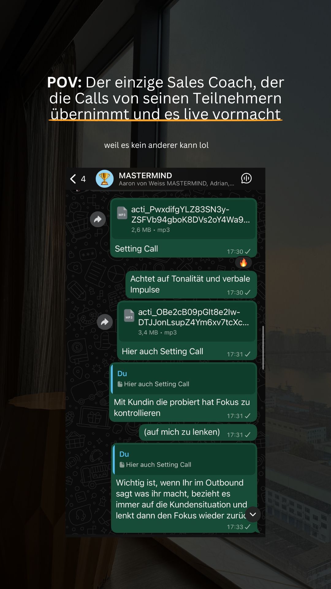 Live Setting Call Analyse in der Mastermind