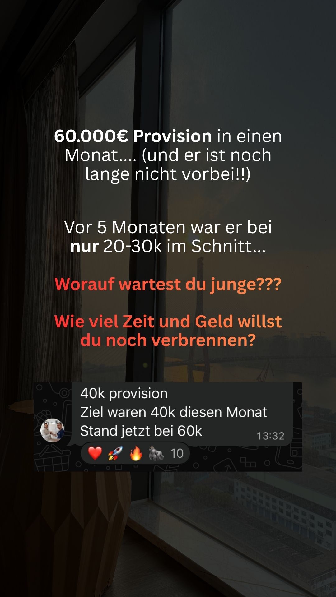 60.000 EUR Provision in einem Monat vorher 20-30K